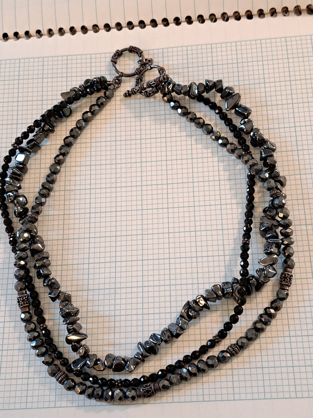 Silpada Hematite and Black Layered Beaded Necklace